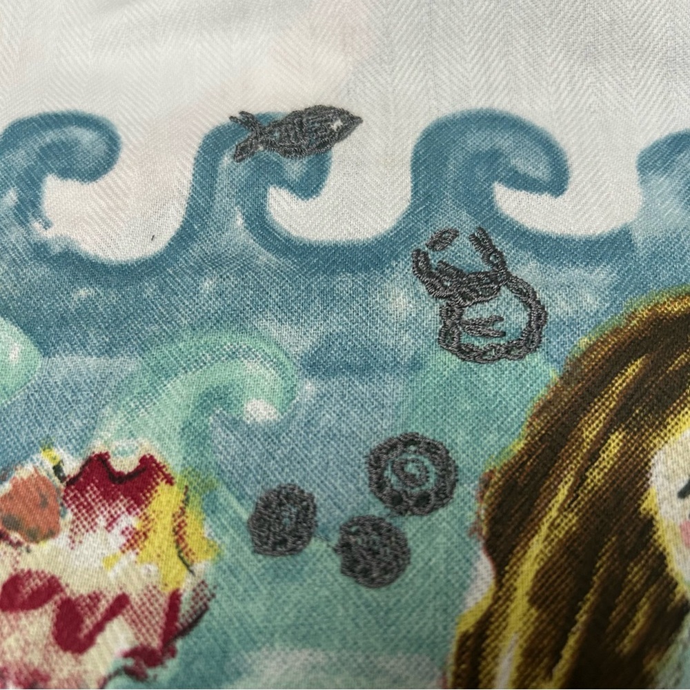 ANTHROPOLOGIE Mermaid Print Kitchen Tea Dish Towel Embroidery #1225258 - Picture 4 of 13